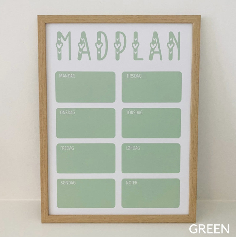 Madplan med ugedage Woodenfactory