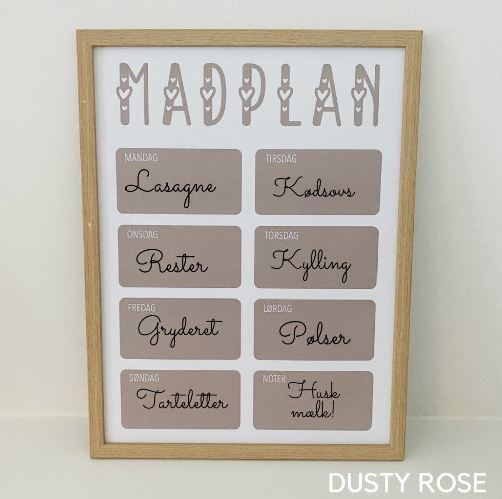 Madplan med ugedage Woodenfactory
