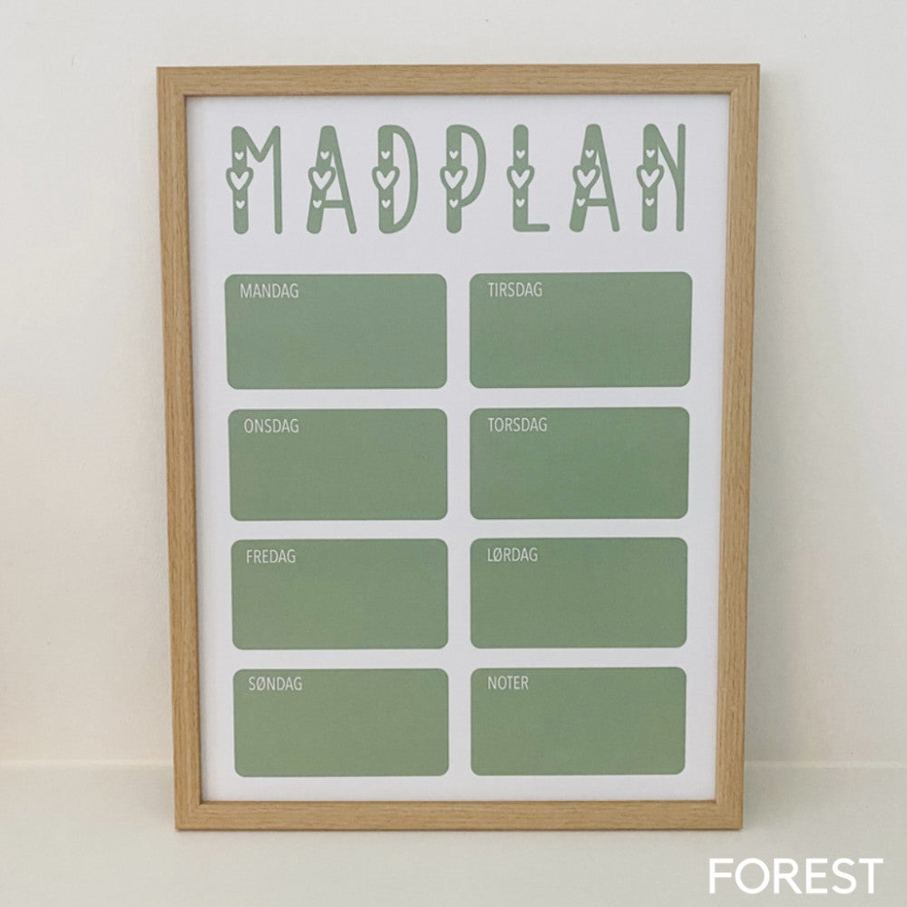Madplan med ugedage Woodenfactory
