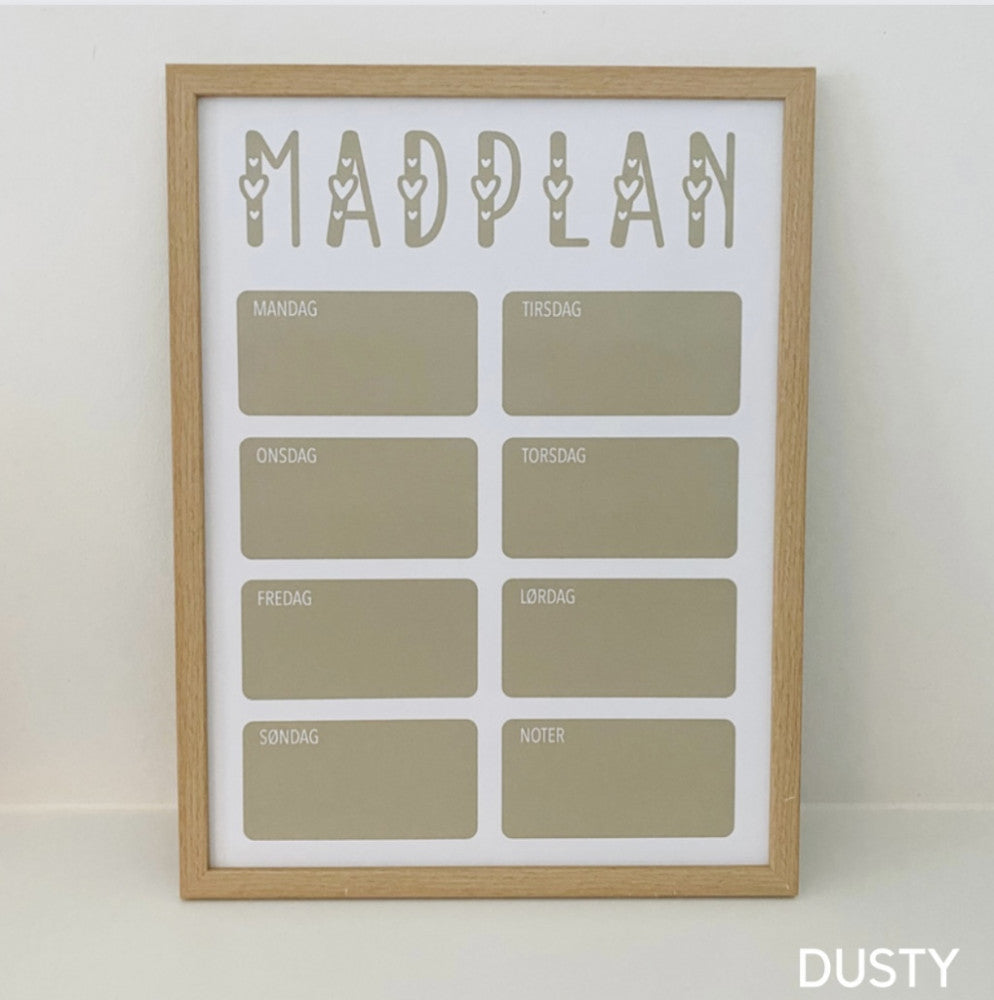 Madplan med ugedage Woodenfactory